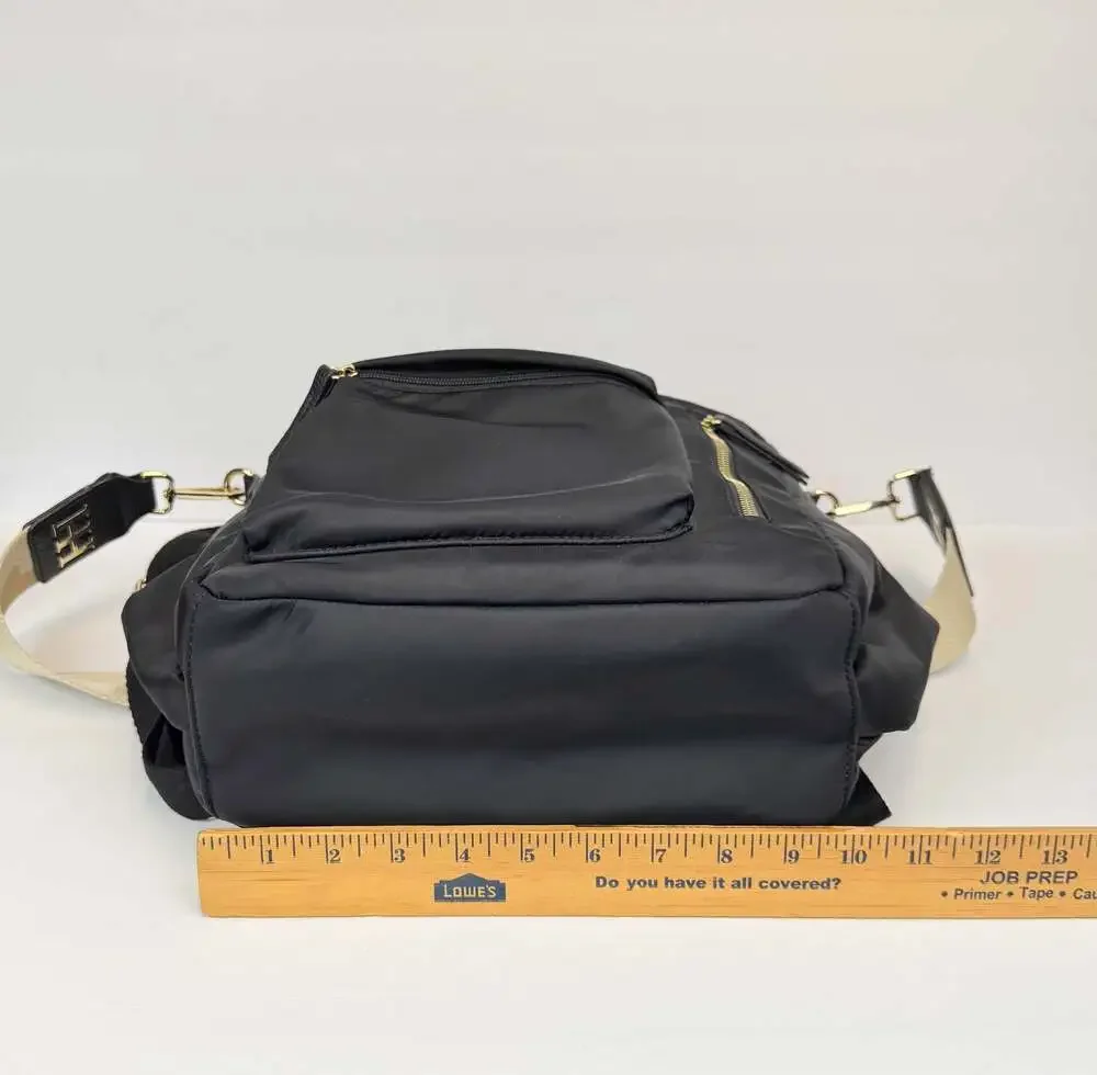 Haute Hippie Black Nylon Convertible Backpack  Crossbody Bag Decorative Strap
